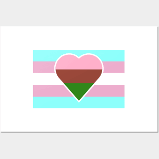 Transgender Pride Flag with Gynesexual/Gynephilic Heart Posters and Art